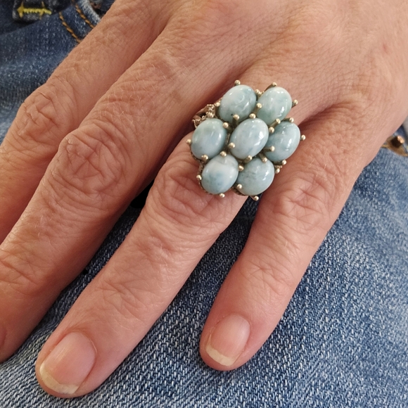 Larimar and Zircon Ring